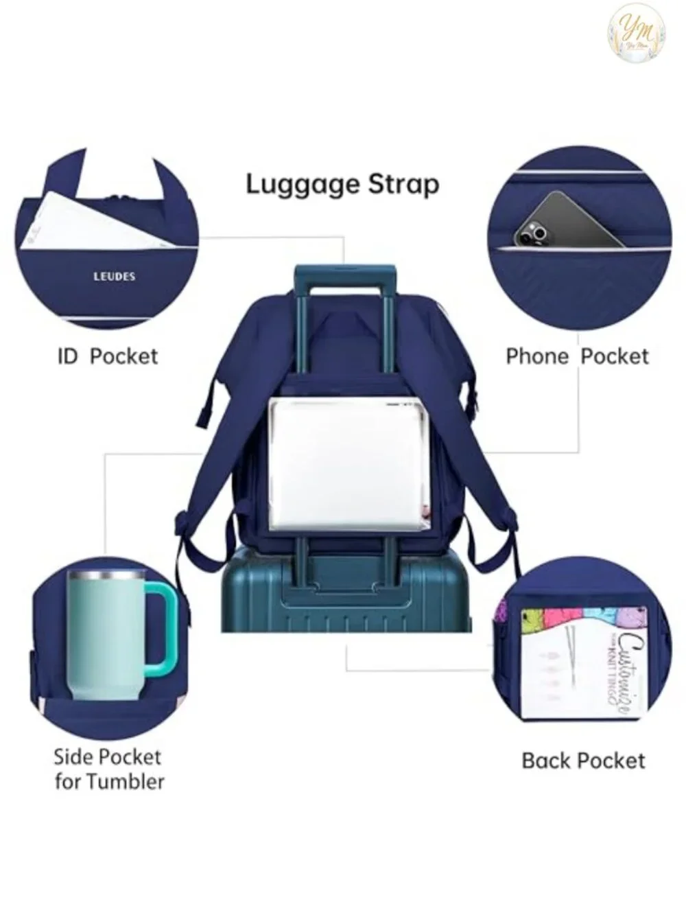 25L Yarn Storage Backpack Knitting Crochet Bag with USB Port for Travel